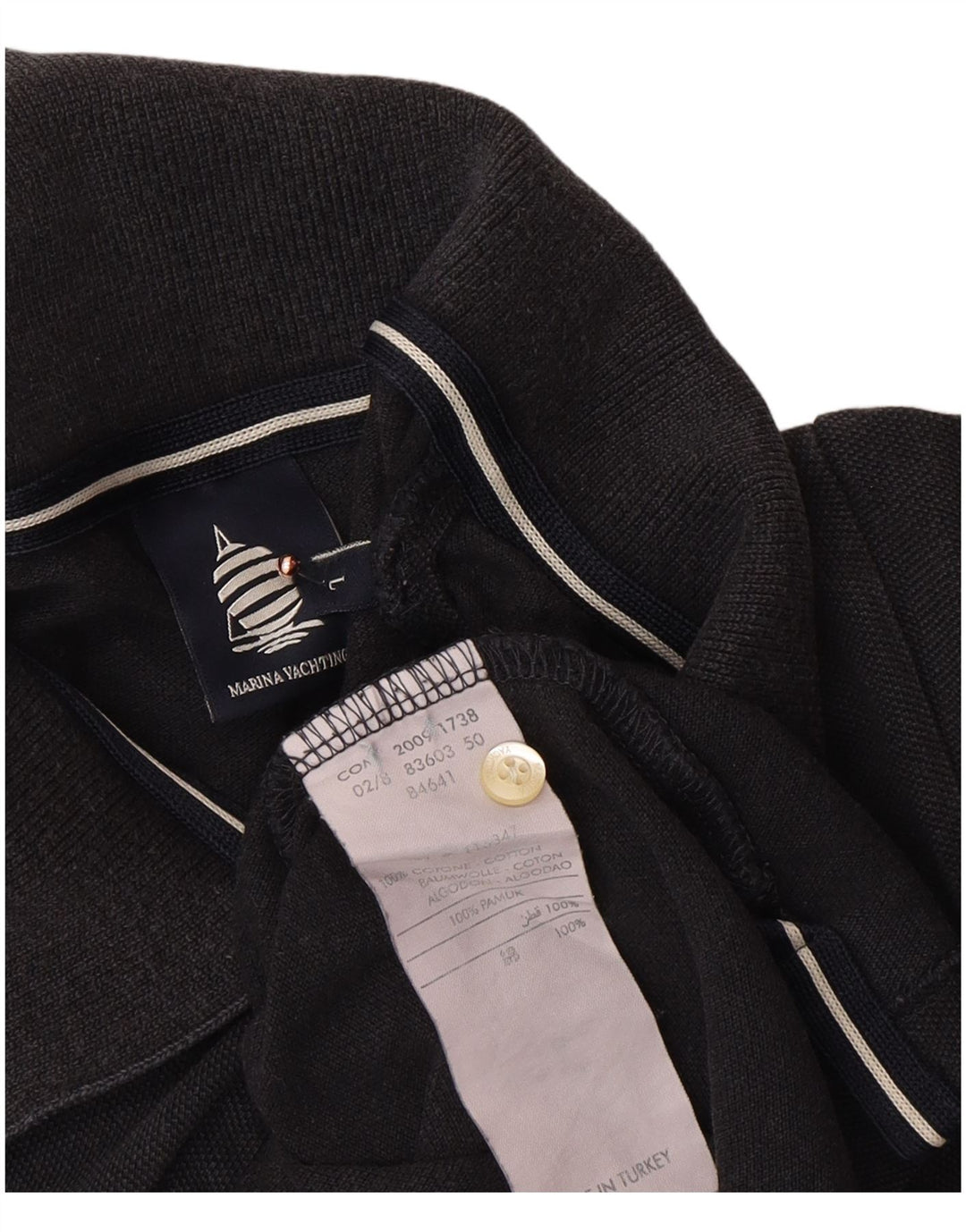 MARINA YACHTING Polo Femme UK 14 Large Noir Coton