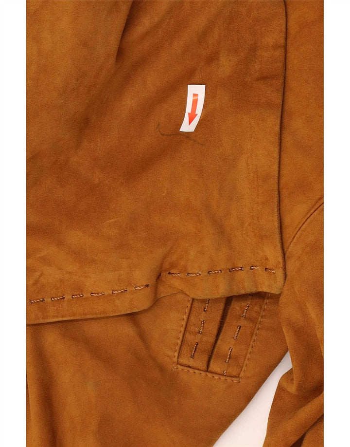 veste en daim femme vintage UK 14 cuir brun moyen
