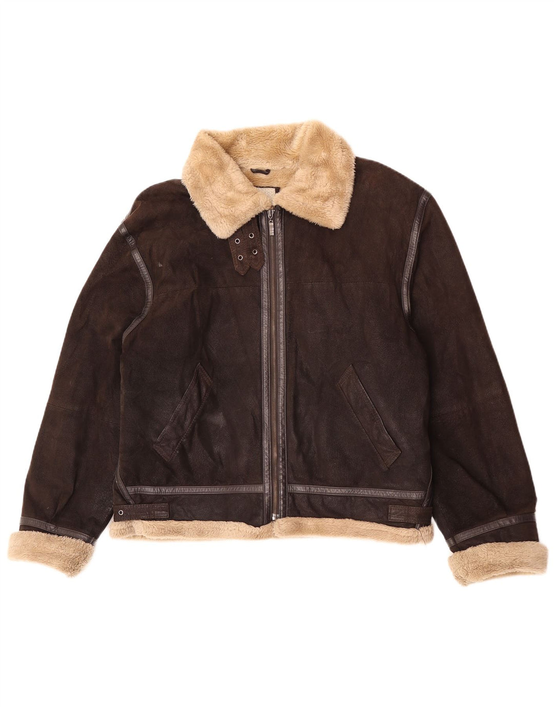 Conbipel Veste en cuir Sherpa pour homme UK 40 Large Marron