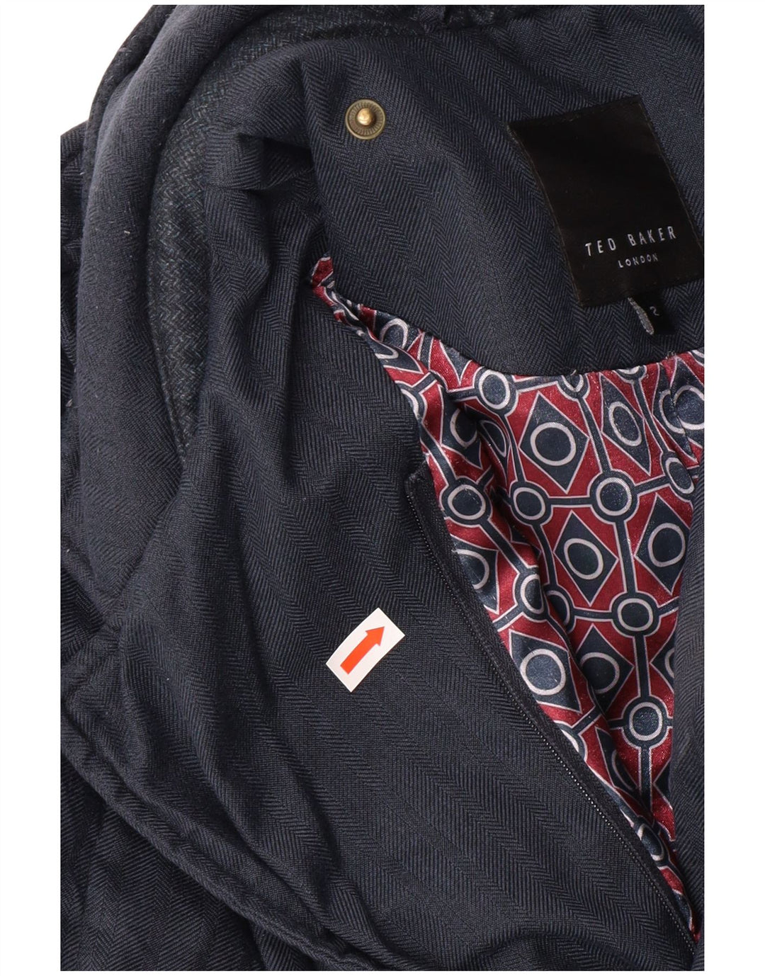 TED BAKER Veste matelassée pour homme Taille 2 Petit Bleu Marine Herringbone Classic