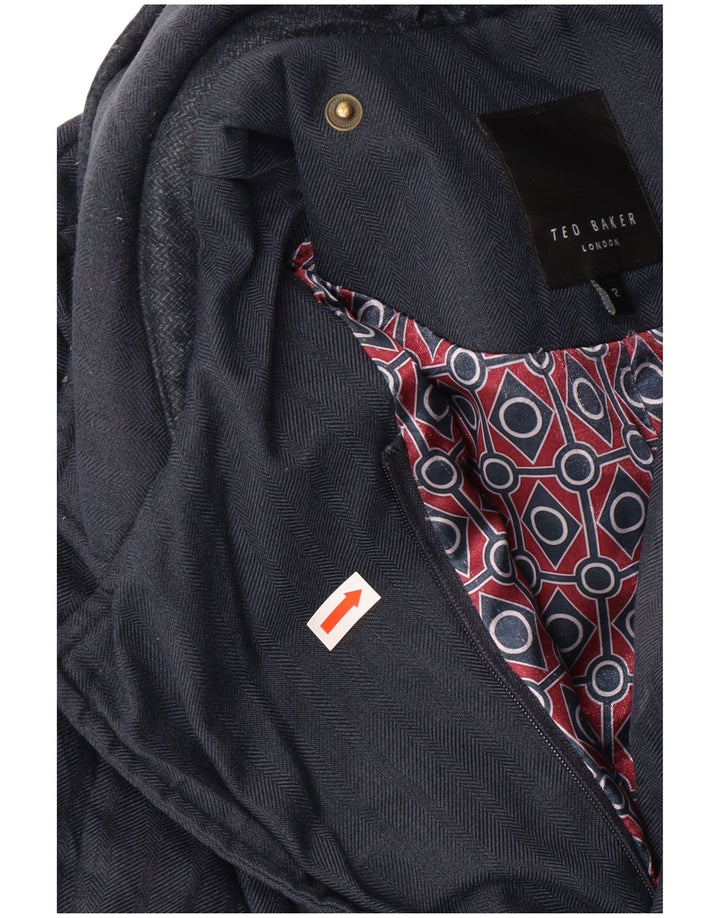 TED BAKER Veste matelassée pour homme Taille 2 Petit Bleu Marine Herringbone Classic