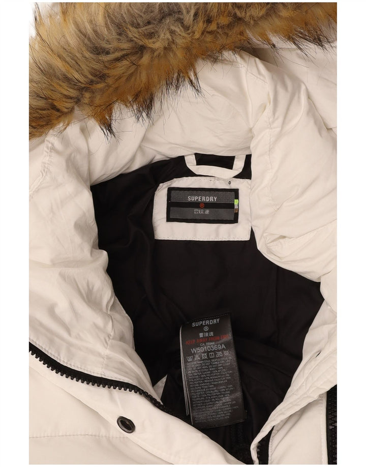 SUPERDRY Veste matelassée à capuche pour femme UK 14 Medium Blanc Polyester