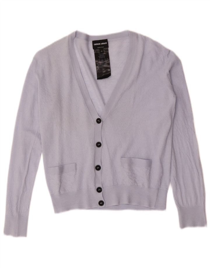 Giorgio Armani Pull Cardigan Court Femme IT 42 Laine Violet Moyen