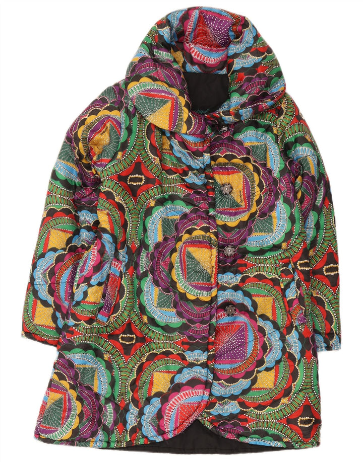 Desigual Veste matelassée pour femme UK 10 Small Polyester géométrique multicolore