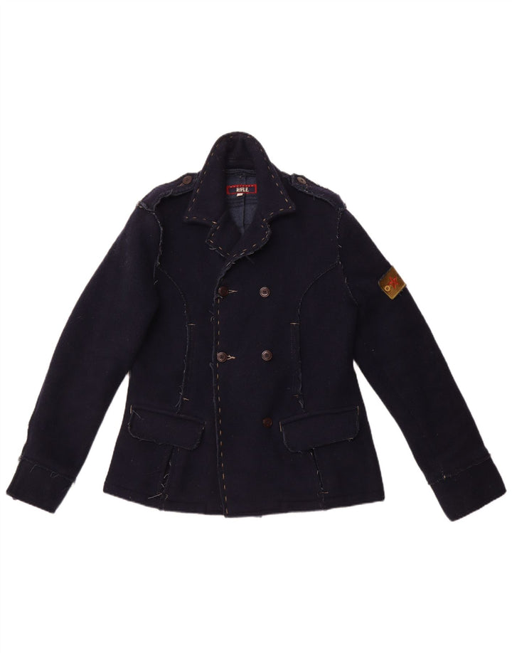 RIFLE Veste blazer militaire à double boutonnage pour femme UK 14 Bleu marine moyen