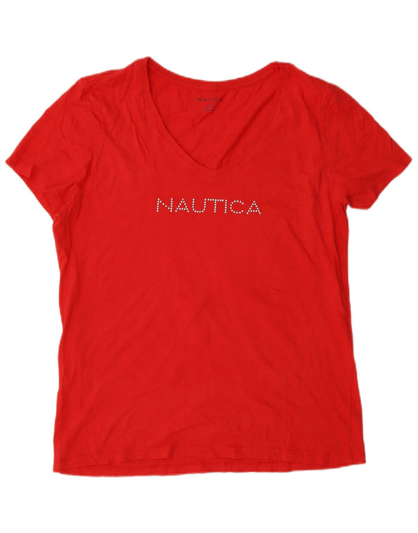 Nautica T-shirt graphique pour femme UK 18 XL Rouge Coton