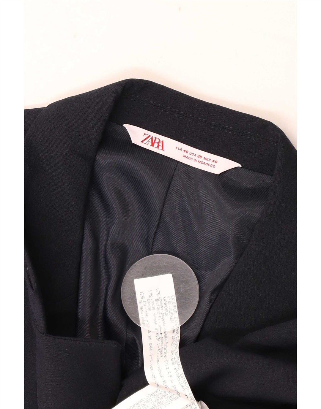 Zara Veste Blazer 2 Boutons Homme IT 48 Bleu Marine Moyen Polyester