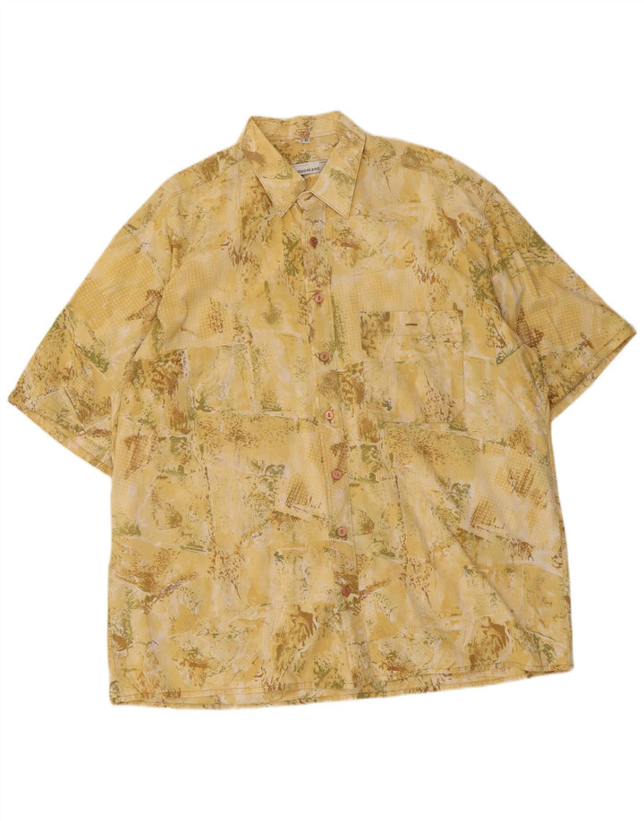Alpenland Chemise à manches courtes pour homme avec motif abstrait Taille 42 Grand Jaune