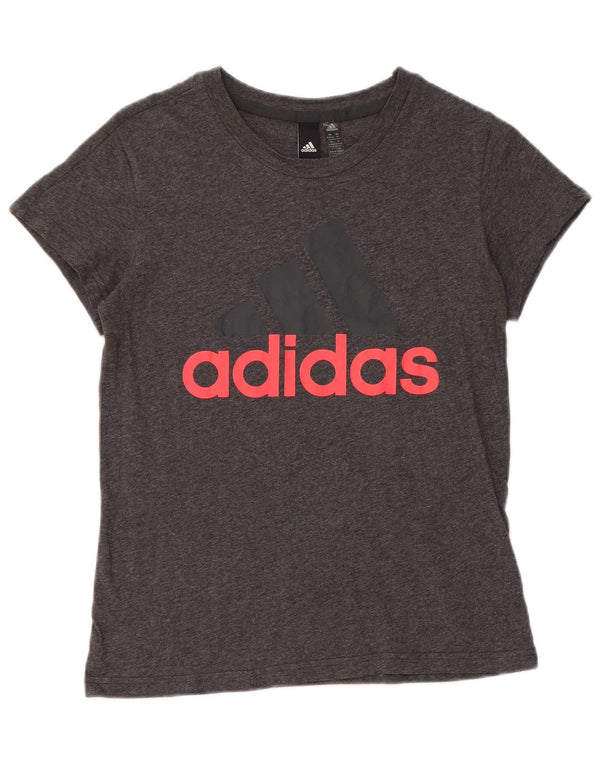Adidas T-shirt graphique pour femme UK 12/14 Gris moyen Coton