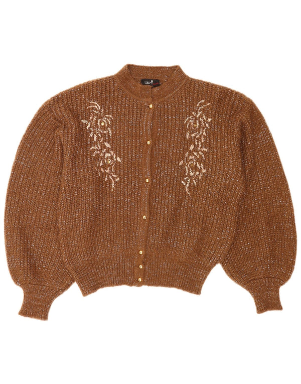 Neri Cardigan Femme Pull IT 46 Grand Marron Floral Mohair