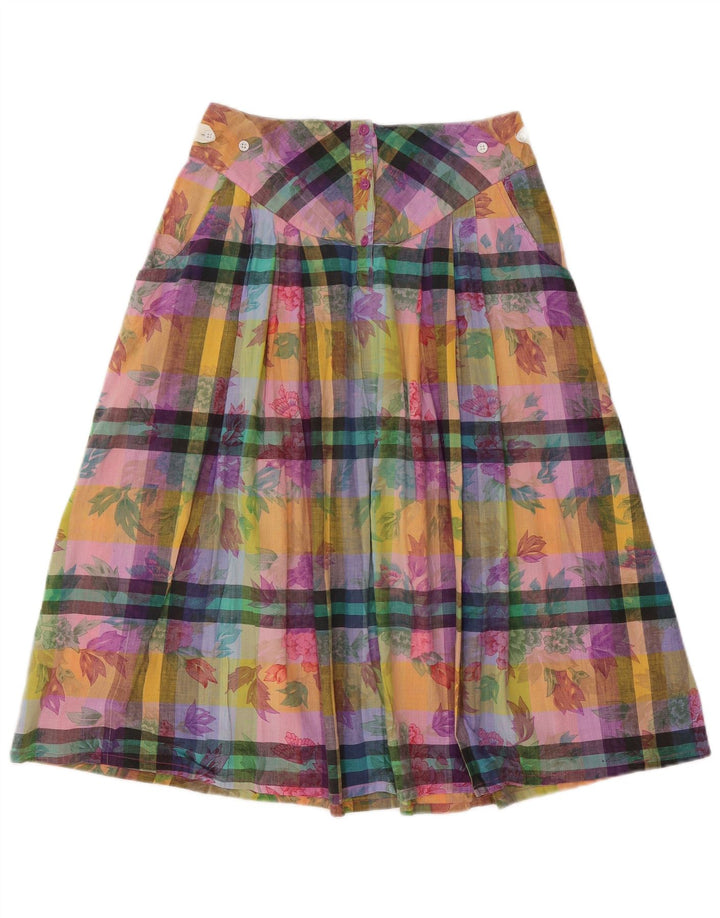 vintage Femme A-Line Jupe Moyenne W28 Coton Floral Multicolore