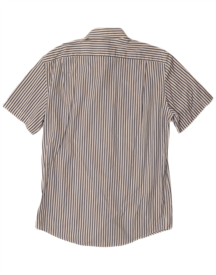 Lacoste Chemise coupe régulière à manches courtes pour homme Taille 42 Grandes rayures blanches