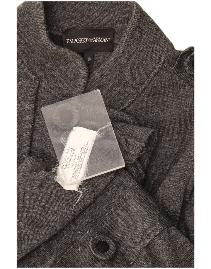 Armani Femme Cardigan Double Boutonnage Pull IT 38 XS Gris Laine