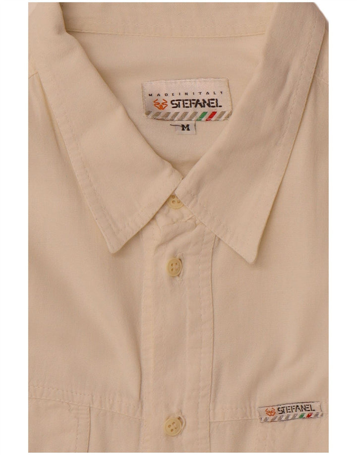 Stefanel Chemise à Manches Courtes Homme Blanc Moyen Coton