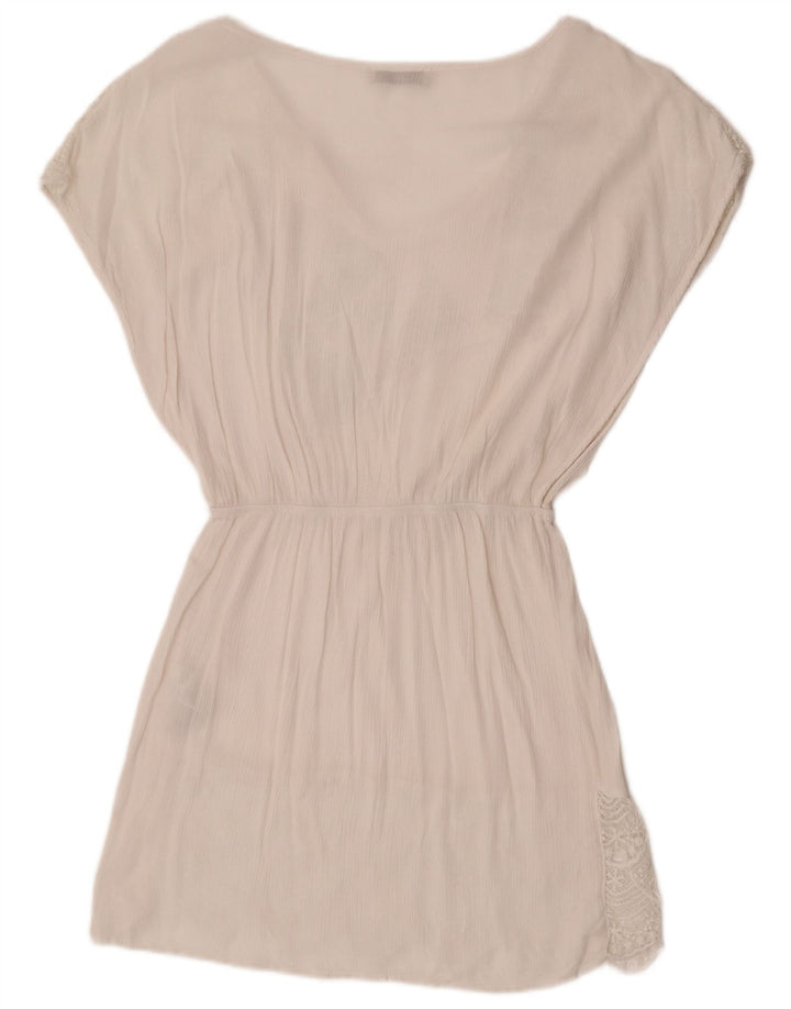 Oasis Robe trapèze pour femme UK 10 Petite Viscose Blanche