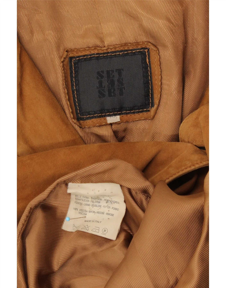 vintage Homme 3 Boutons Blazer En Daim Veste IT 50 Grand Cuir Marron