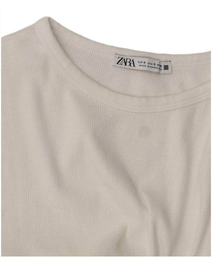 Zara T-Shirt Femme Top UK 10 Petit Blanc