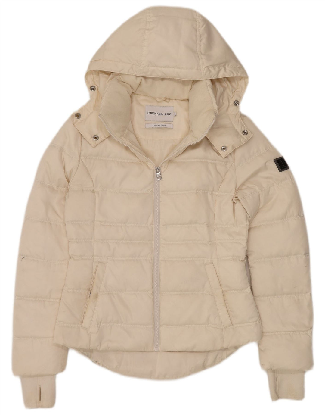 CALVIN KLEIN JEANS Veste matelassée surdimensionnée pour femme UK 10 Small Off White