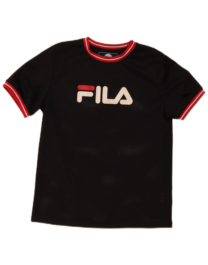 FILA Garçons Graphic T-Shirt Top 13-14 ans Noir Polyester