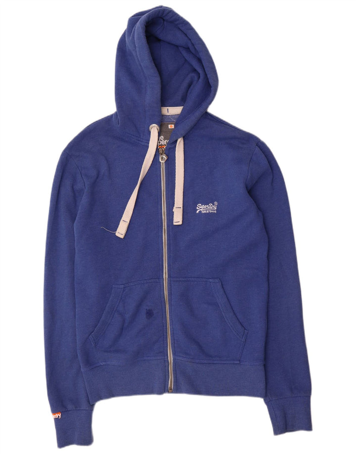 Superdry Pull à capuche zippé en coton bleu petit pour homme