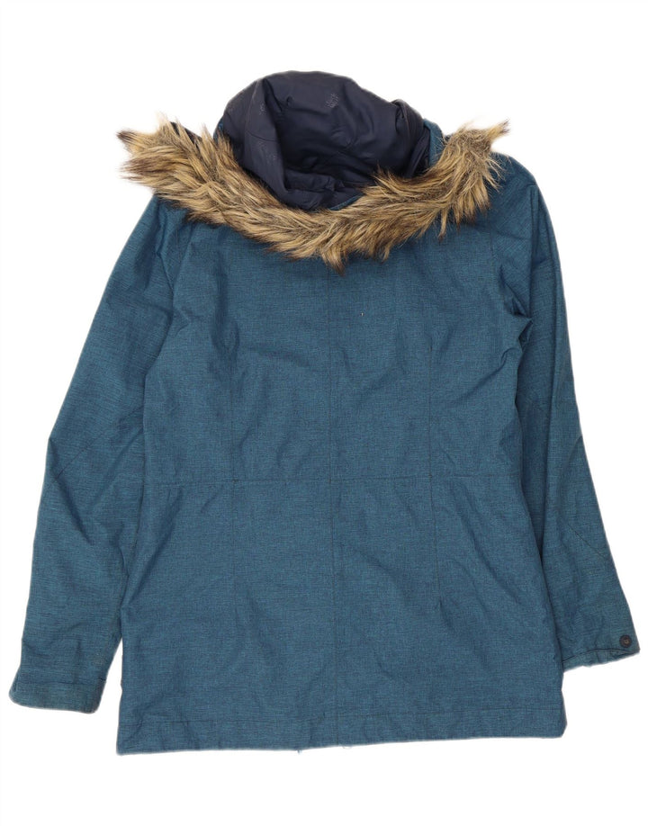 Jack Wolfskin Veste Parka À Capuche Femme UK 10 Petit Bleu Polyester