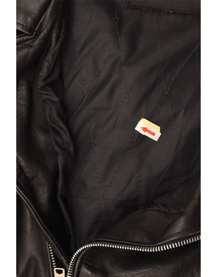 VINTAGE Veste motard en cuir pour homme UK 36 Petit Noir