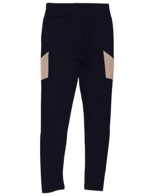 Puma Leggings Femme UK 10 Petit Bleu Marine Colorblock Polyester