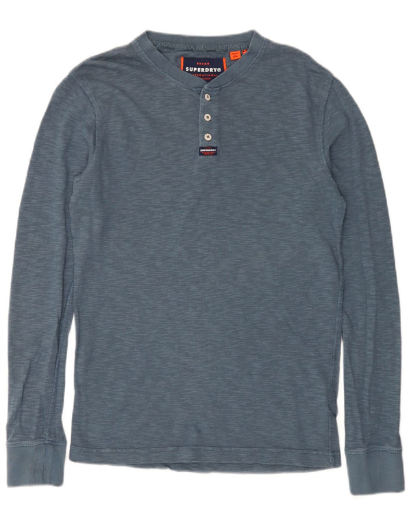 Superdry Haut à manches longues en coton moucheté bleu moyen |