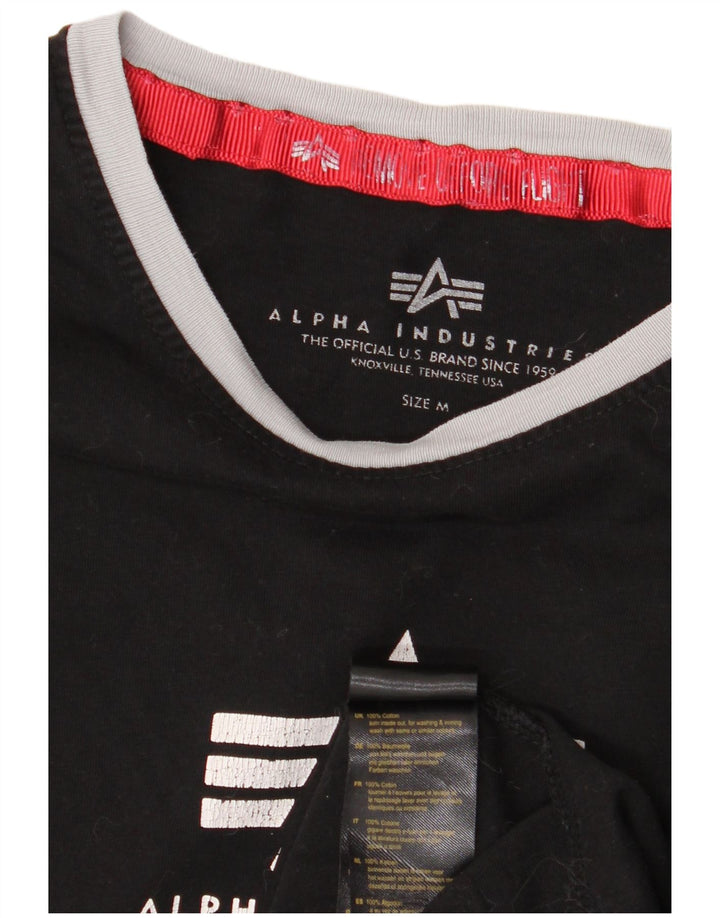 ALPHA INDUSTRIES T-shirt graphique pour femme UK 14, coton noir moyen