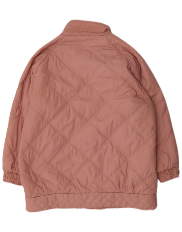 vintage Womens Loose Fit Rembourré Manteau UK 14/16 Grand Polyester Rose