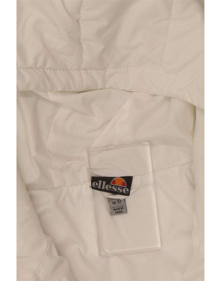 ELLESSE Womens Hooded Padded Jacket UK 10 Small White Colourblock Vintage Ellesse and Second-Hand Ellesse from Messina Hembry 