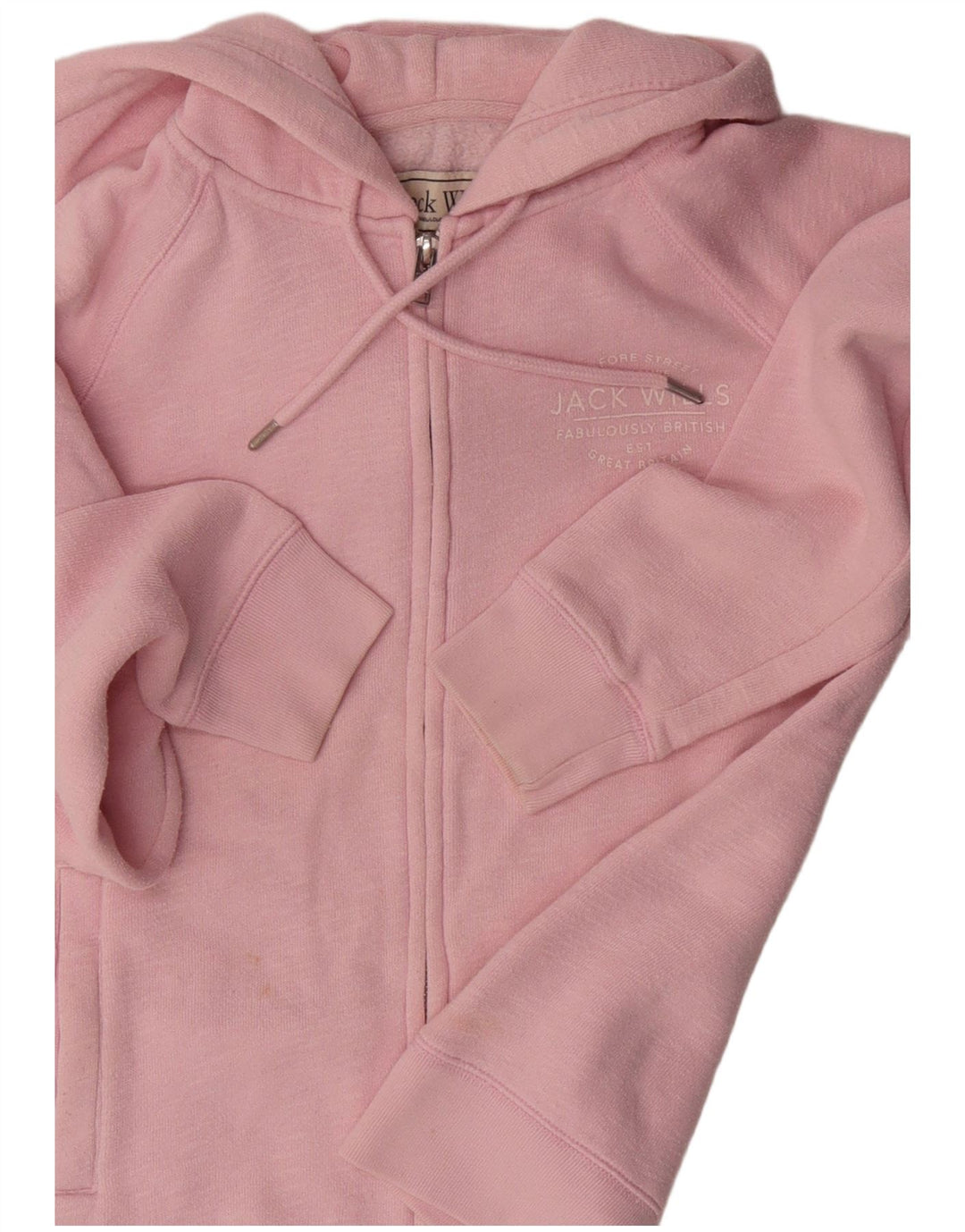 Jack Wills Pull à capuche zippé pour femme UK 12 Coton rose moyen