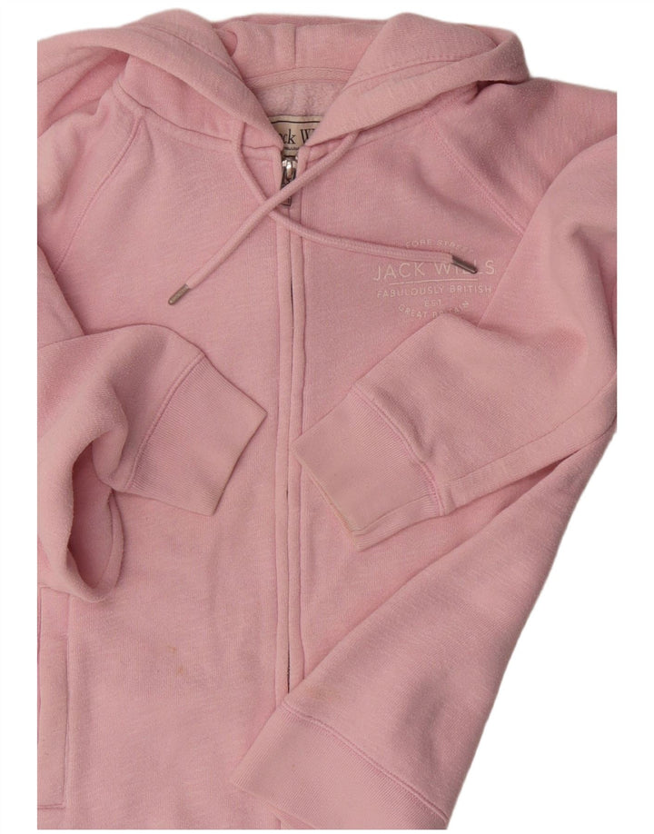 Jack Wills Pull à capuche zippé pour femme UK 12 Coton rose moyen