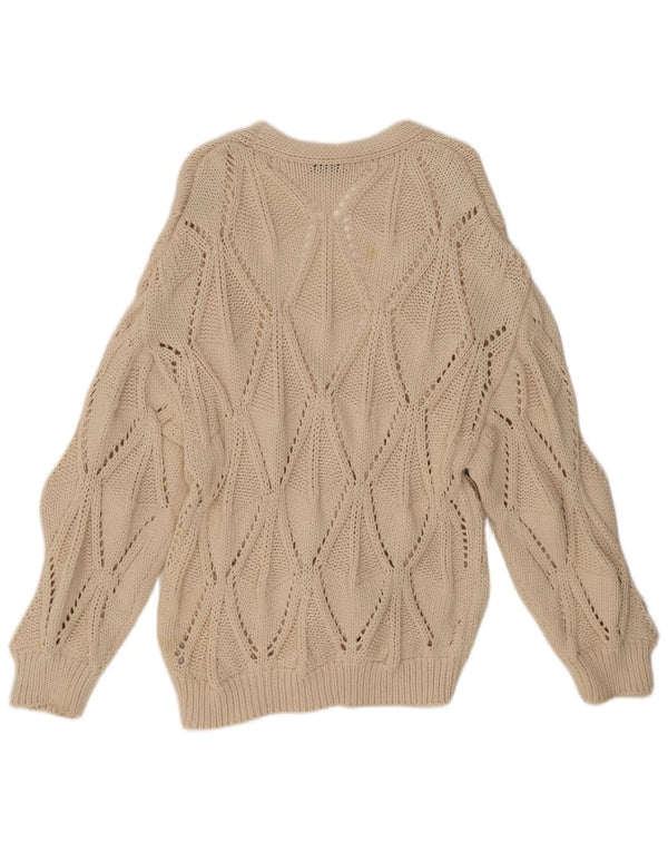 Zara Cardigan Femme Pull UK 14 Coton Beige Moyen