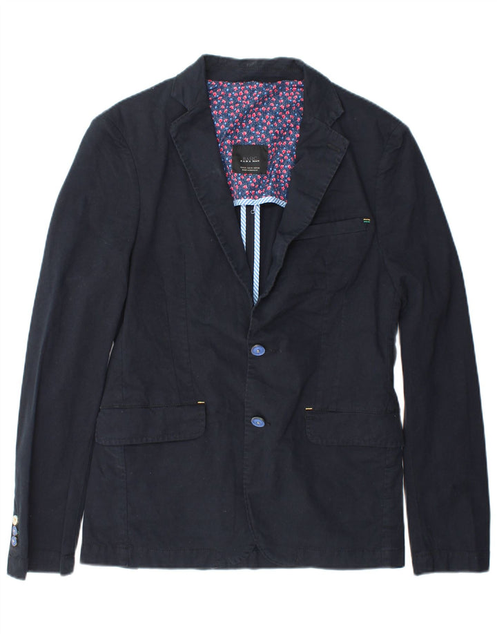 Zara Veste blazer à 2 boutons pour homme UK 38 Bleu marine moyen