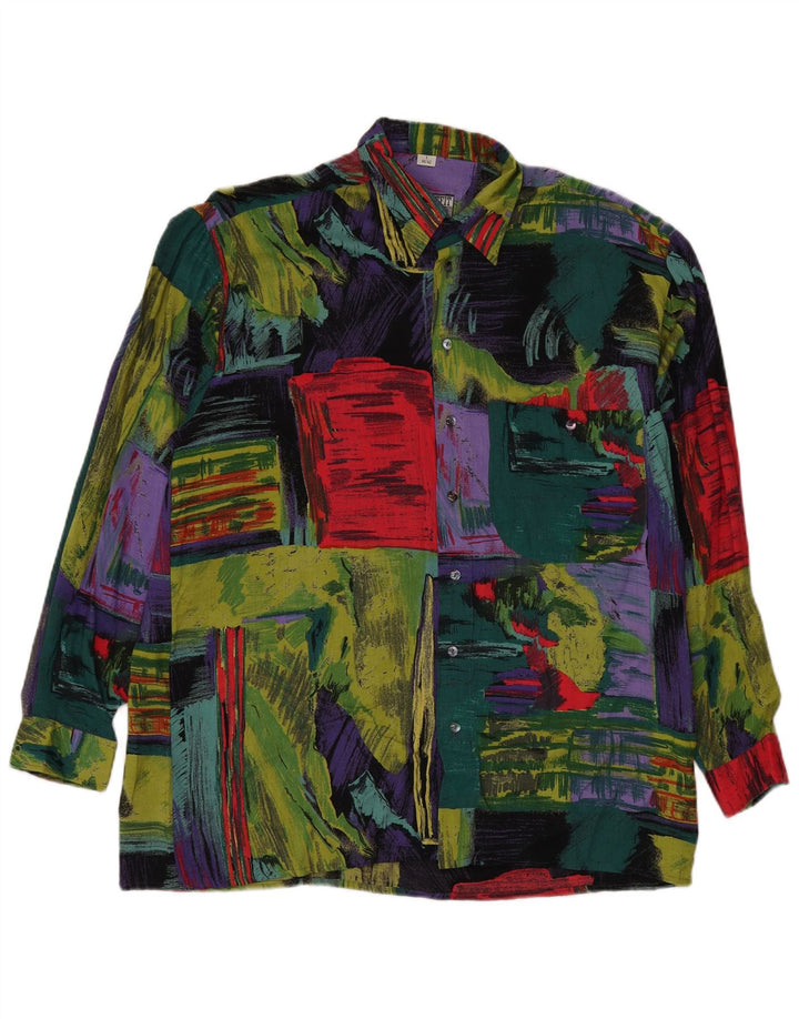 vintage Mens Abstract Pattern Shirt Taille 41/42 Grand Multicolore