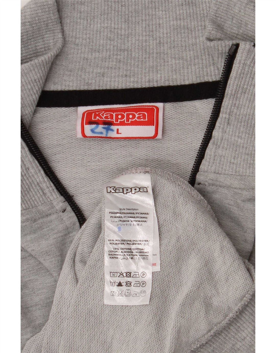 Kappa Veste de survêtement pour homme Taille L Gris Colorblock Polyester