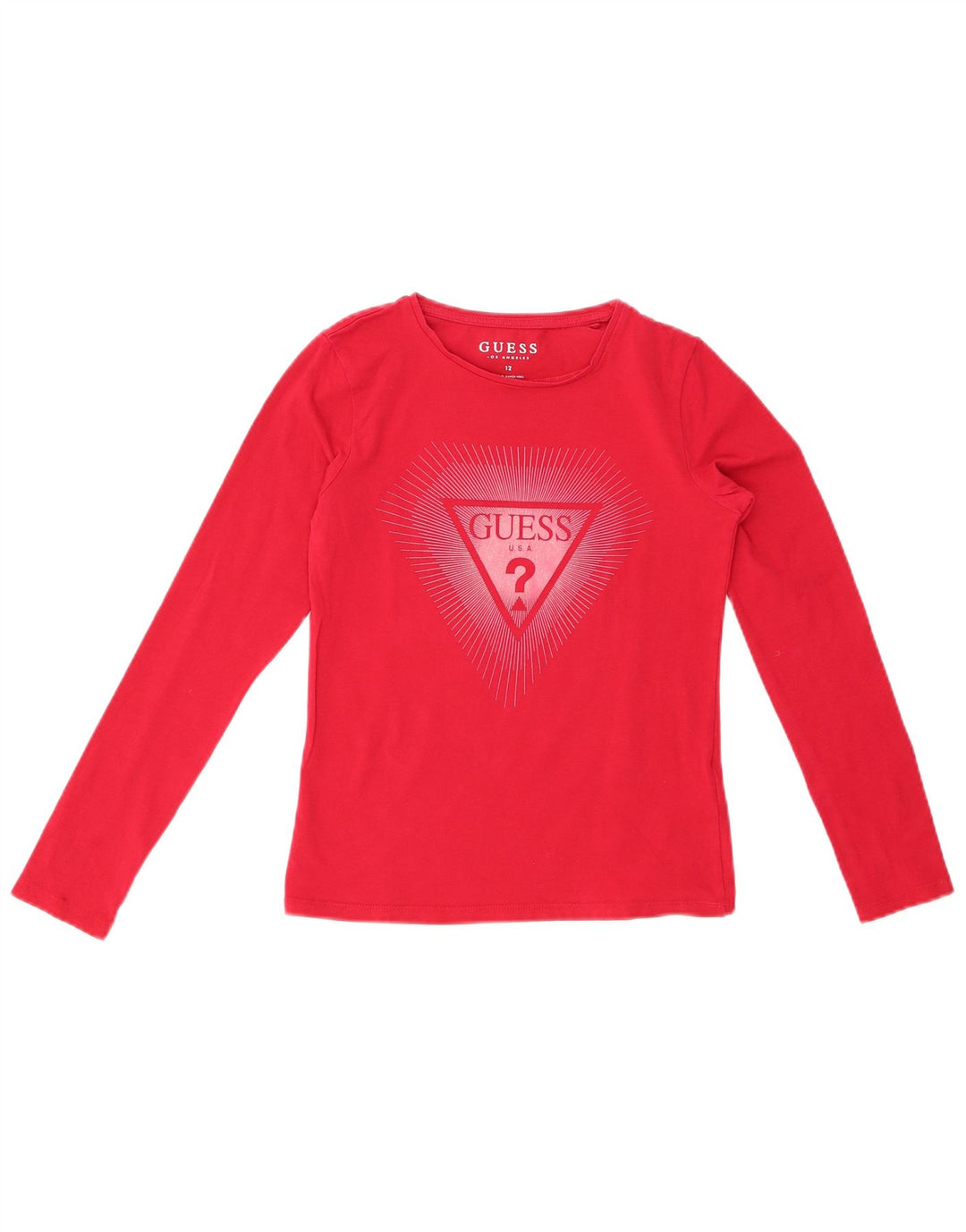 GUESS Haut graphique à manches longues pour filles 11-12 ans Rouge Coton
