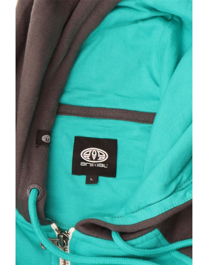 ANIMAL Pull à capuche zippé pour homme en coton color block turquoise