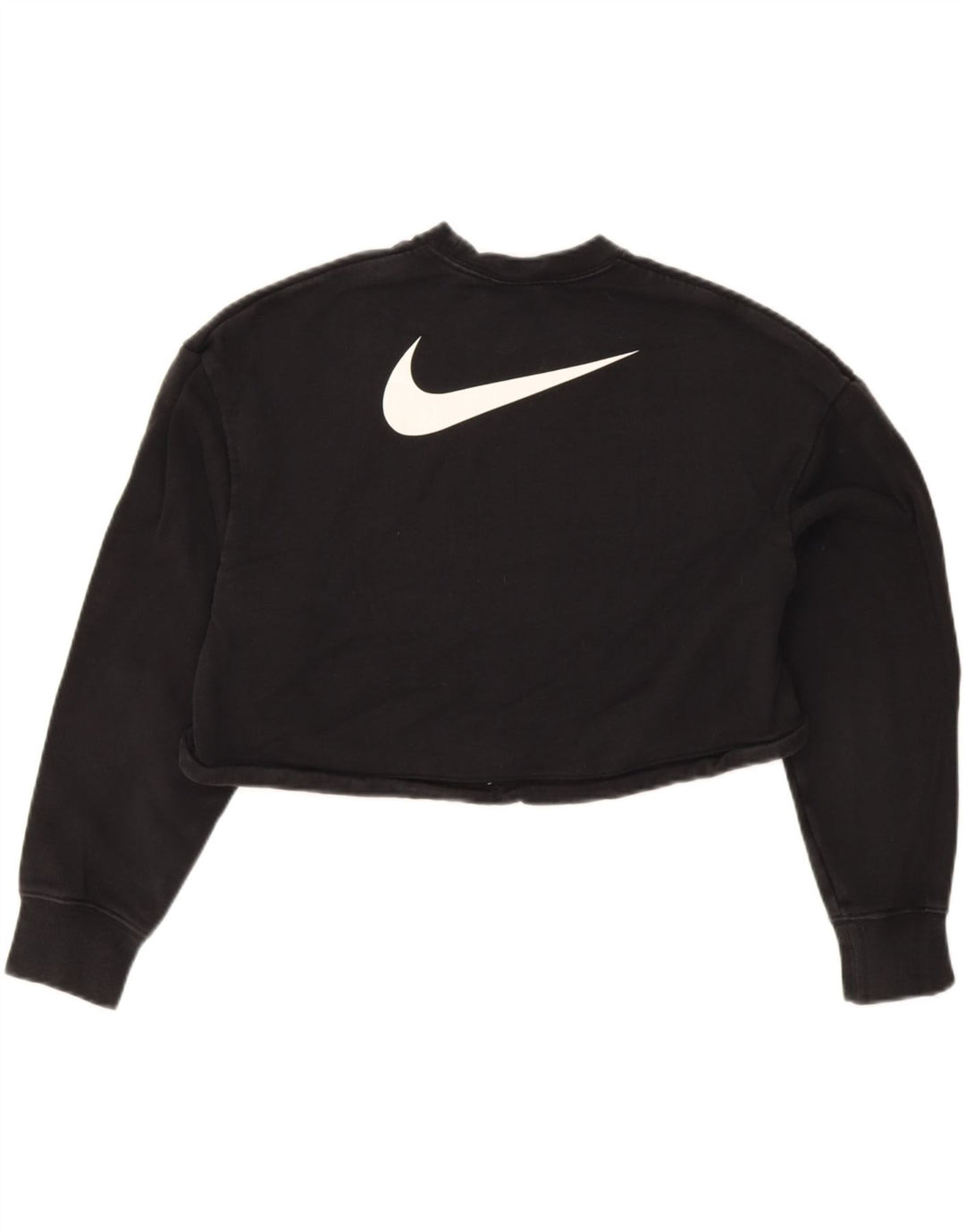 Nike Womens Graphic Crop Sweatshirt Jumper UK 12 Moyen Noir Coton