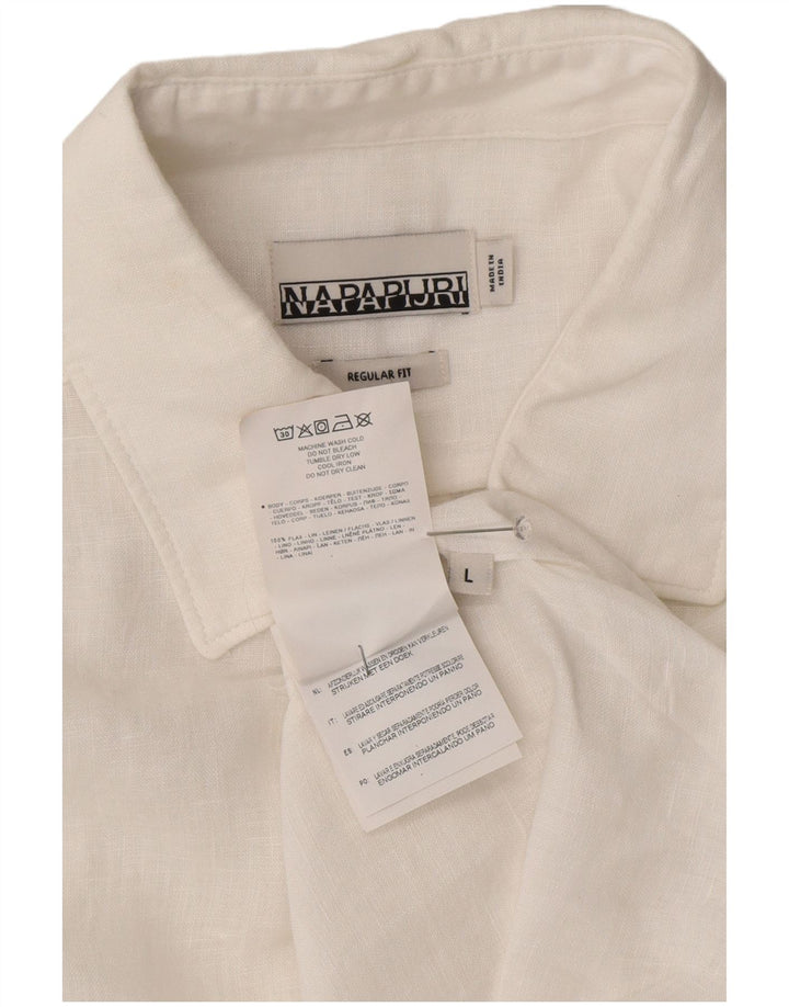 Napapijri Chemise Regular Fit Homme Lin Blanc Large