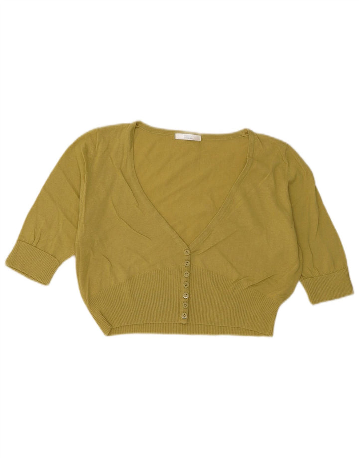 Marks & Spencer Pull cardigan à manches courtes pour femme UK 14 Jaune moyen