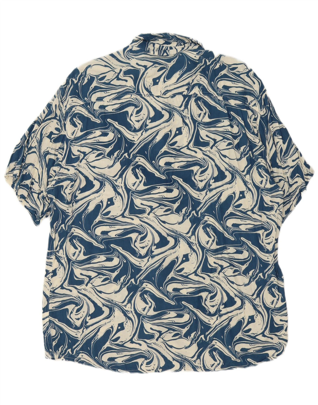 Chemise à manches courtes à motif abstrait pour hommes sans cœur 2XL en coton bleu marine