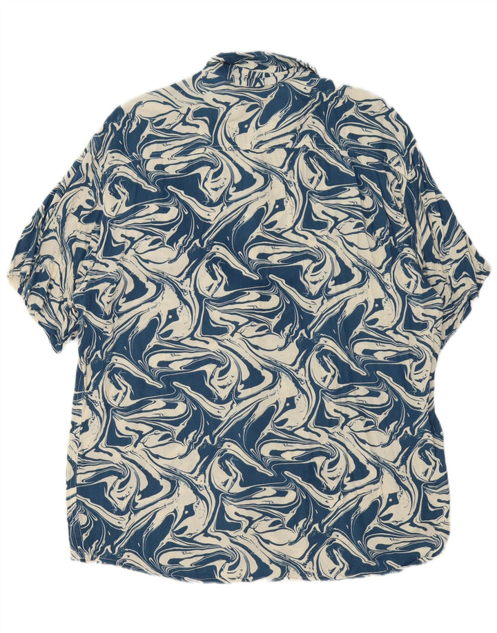 Chemise à manches courtes à motif abstrait pour hommes sans cœur 2XL en coton bleu marine