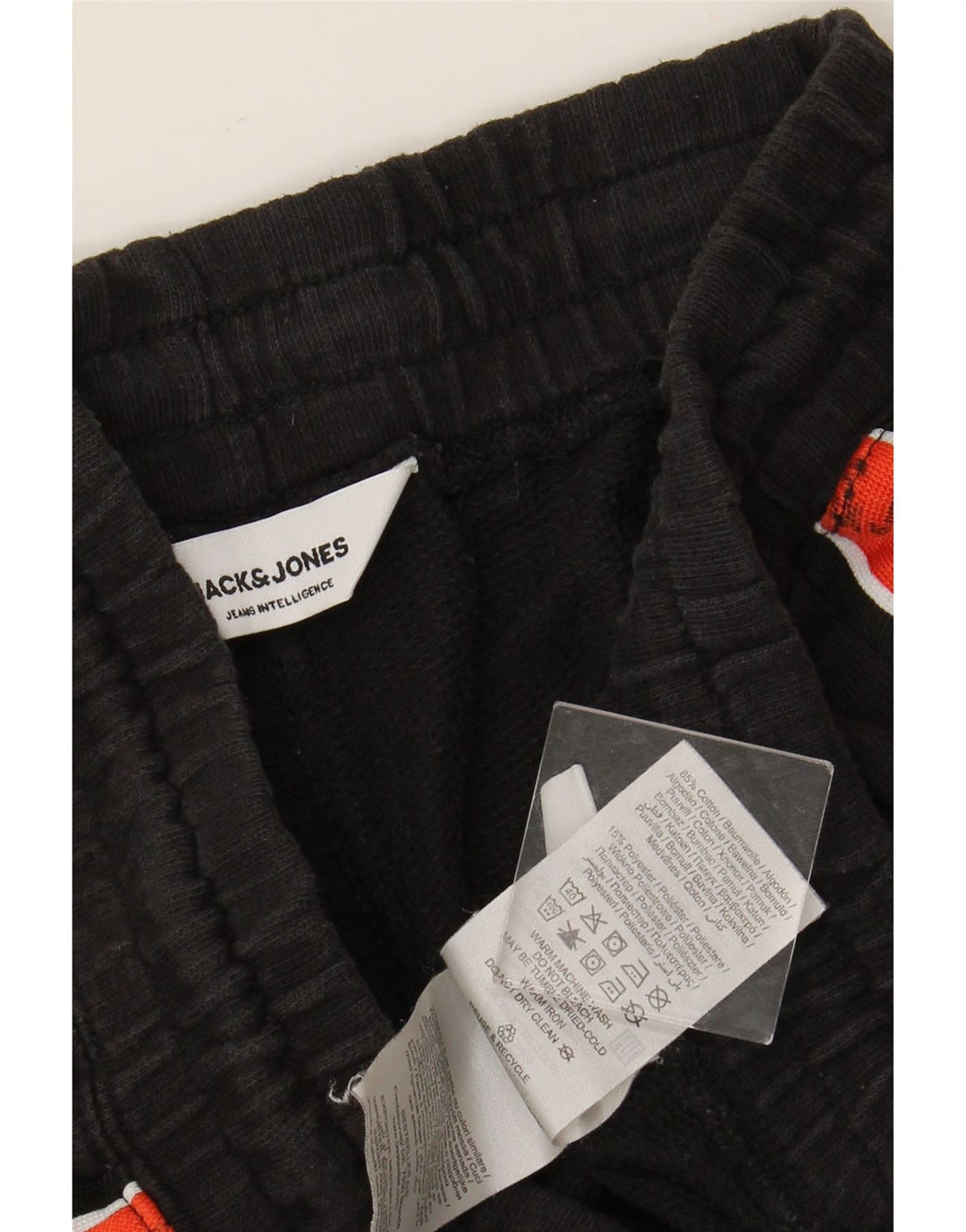 JACK & JONES Short de Sport Graphique Homme Noir Moyen en Coton Colorblock
