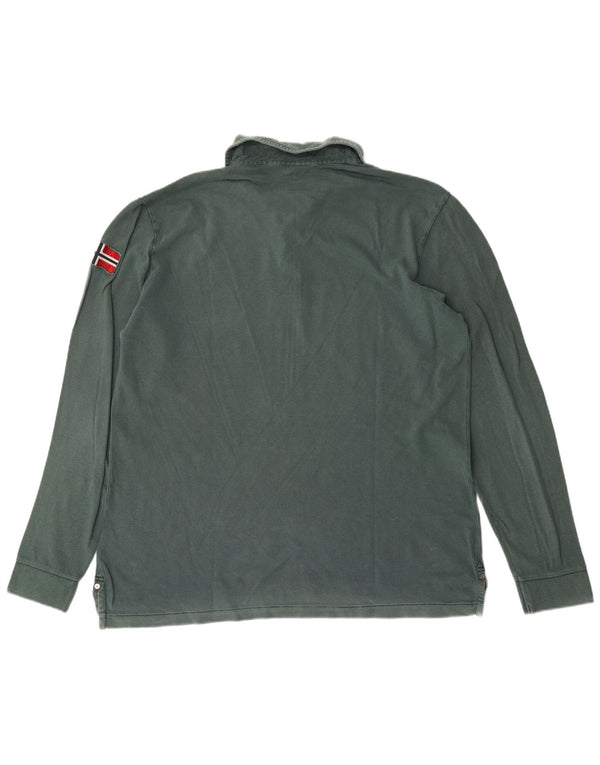Napapijri Polo à manches longues pour homme Geographic 2XL Vert Coton