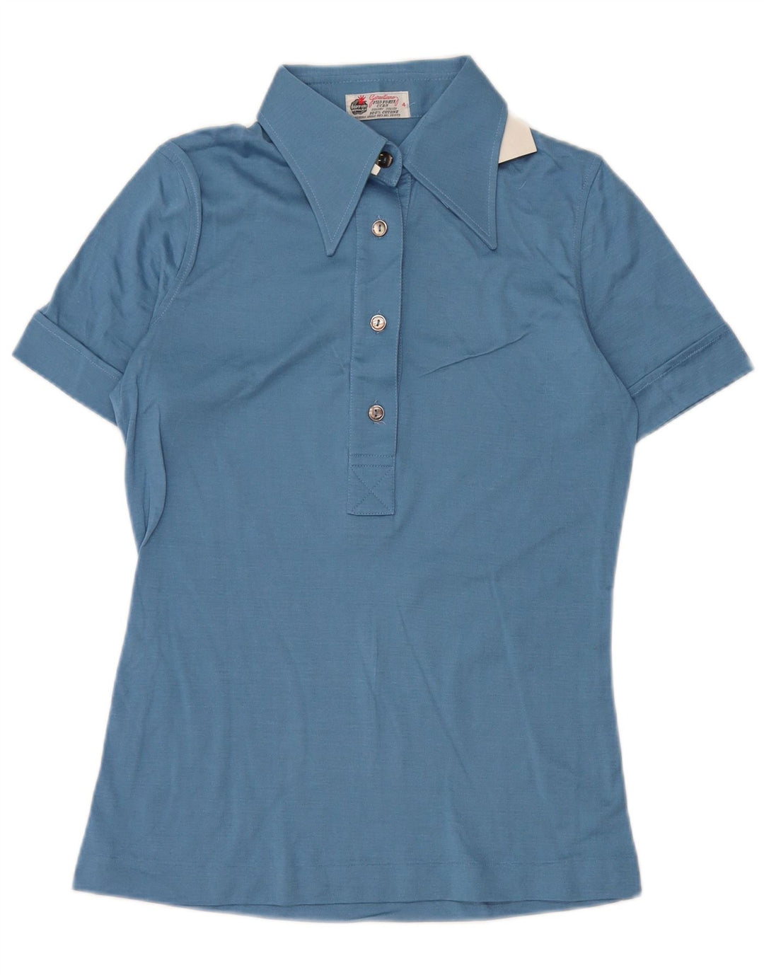 VINTAGE Polo Femme US 4 Petit Coton Bleu