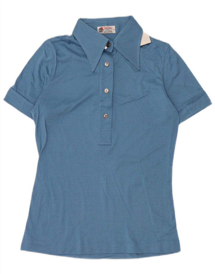 VINTAGE Polo Femme US 4 Petit Coton Bleu