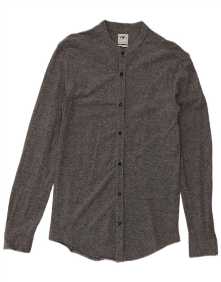 Zara Chemise Slim Fit Gris Moyen Coton