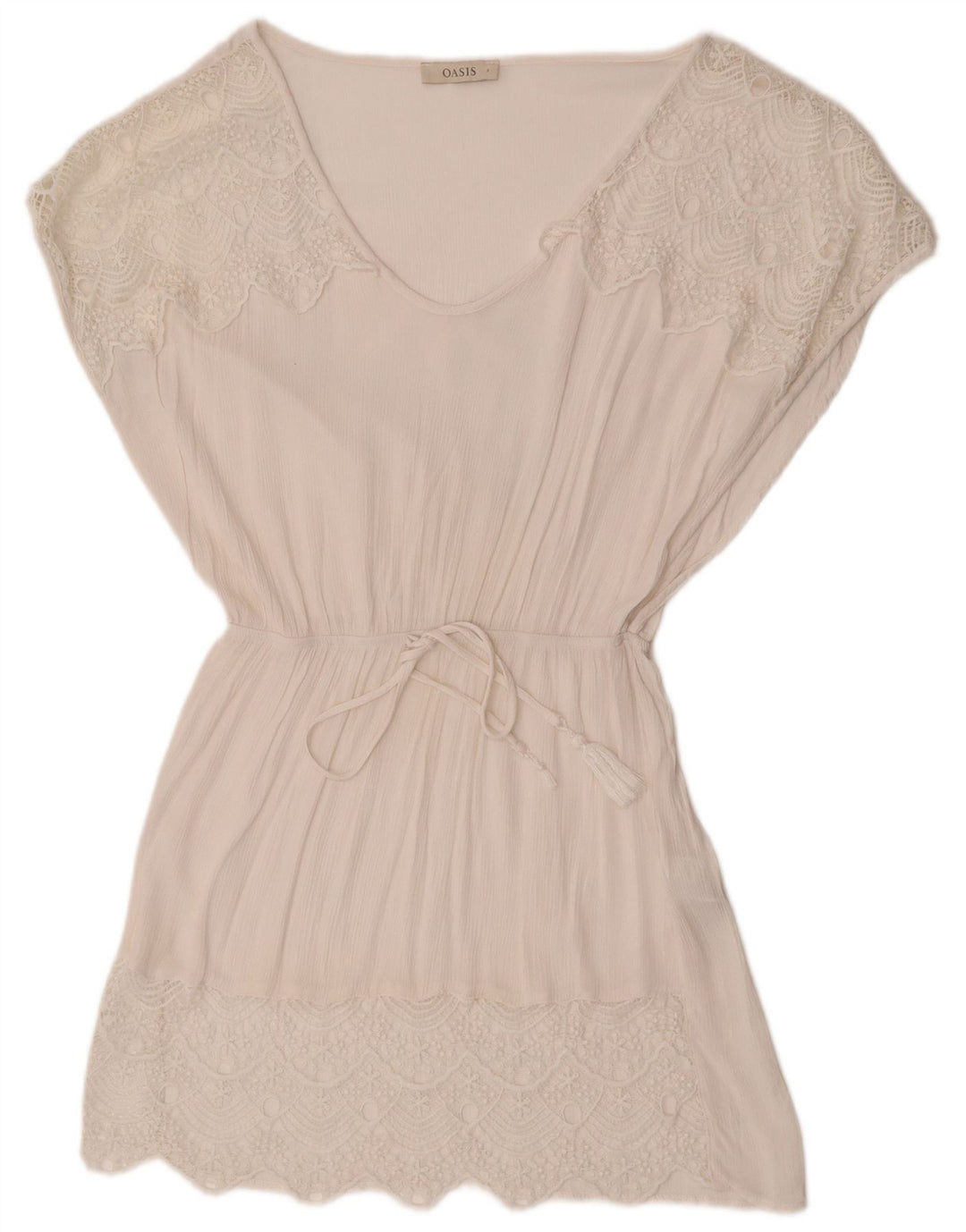Oasis Robe trapèze pour femme UK 10 Petite Viscose Blanche